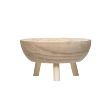 Load image into Gallery viewer, Decorative Paulownia Wood Footed Bowl
