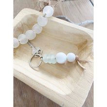 Load image into Gallery viewer, Boho Blue Sea Glass Keychain | White
