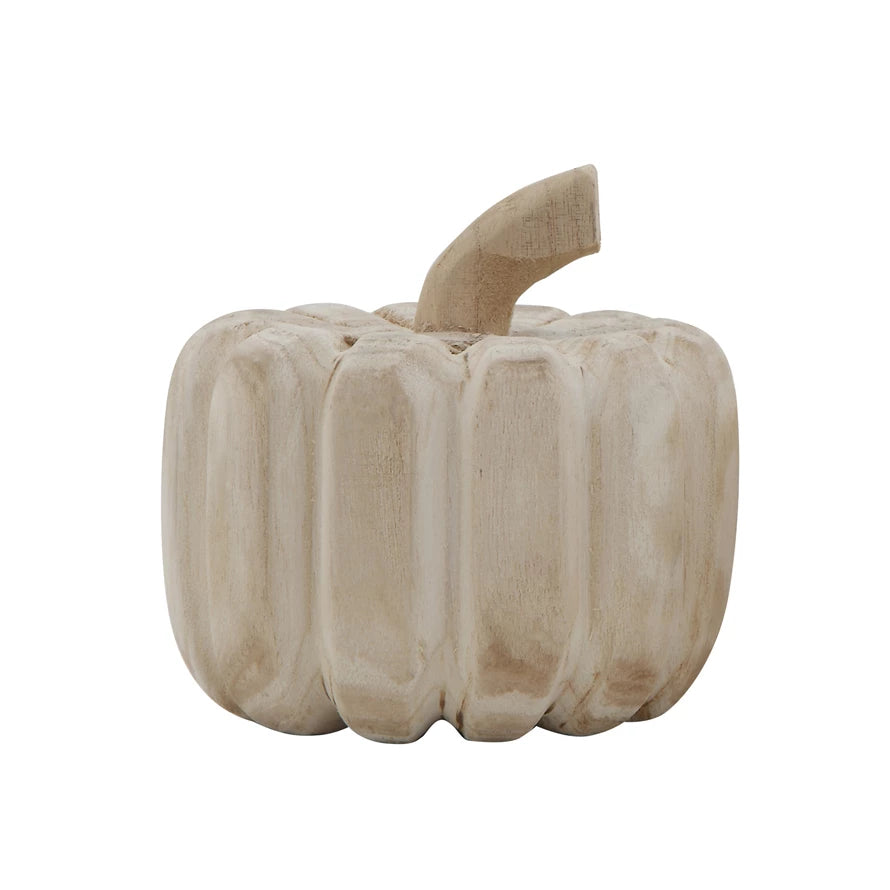 Hand Carved Wood Pumpkin | 2 Sizes