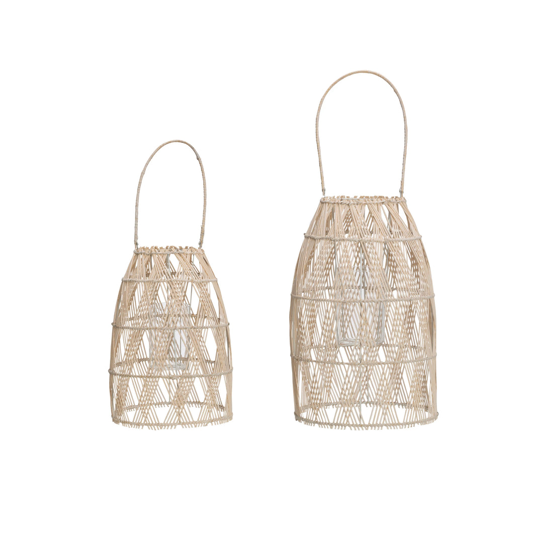 Poppy Woven Bamboo Lanterns | Set of 2