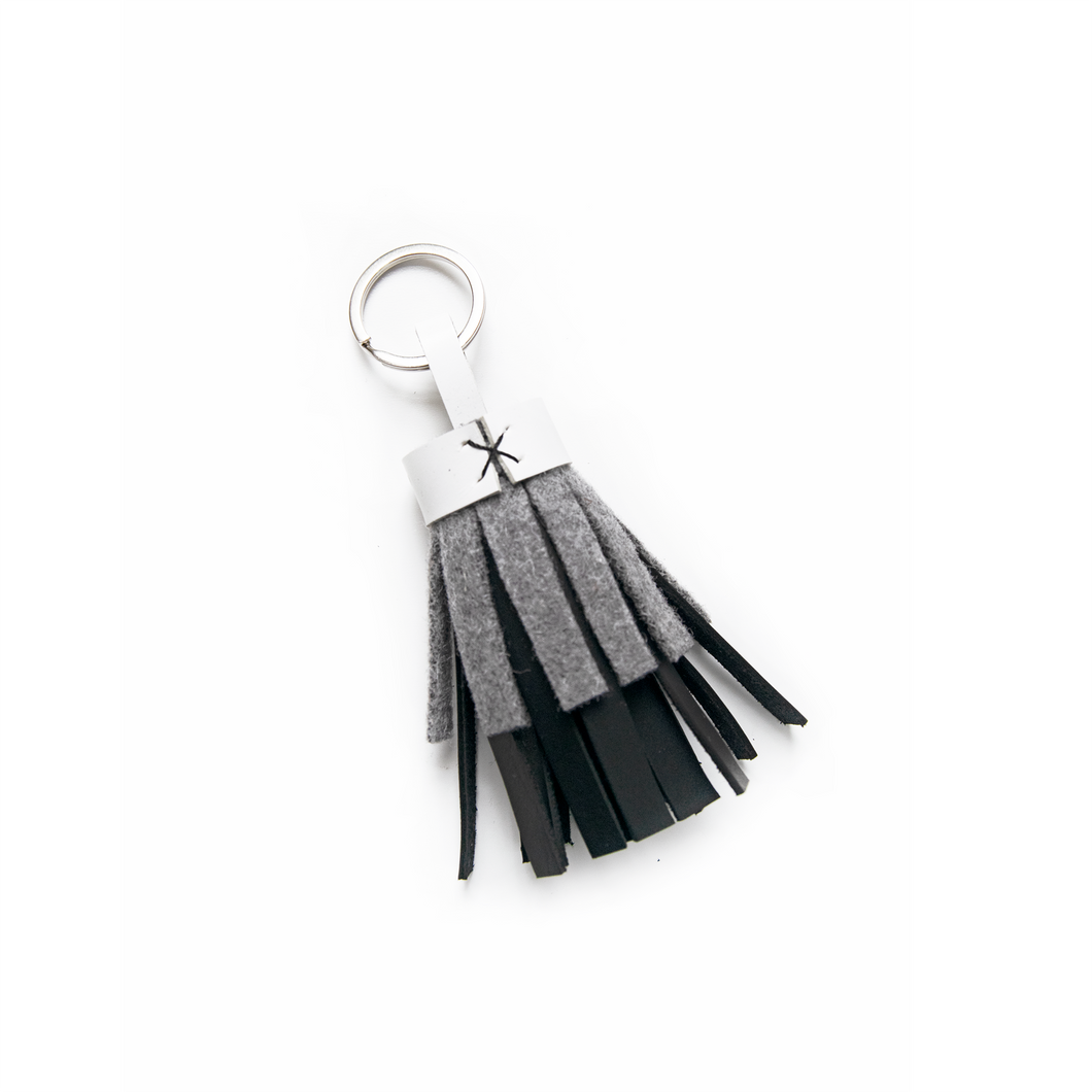Tassel Keychain in Black Leather
