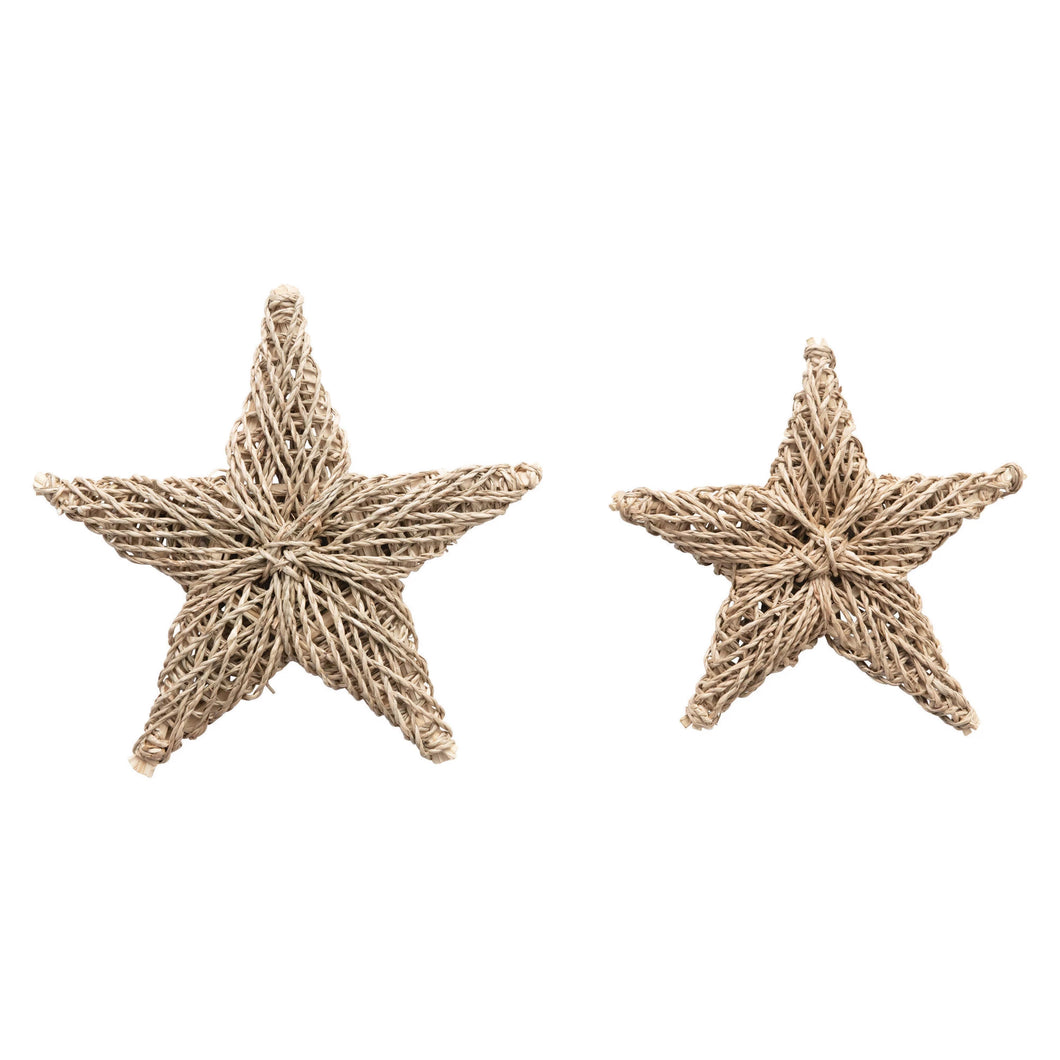 Hand-Woven Seagrass Star Ornaments | 2 Sizes